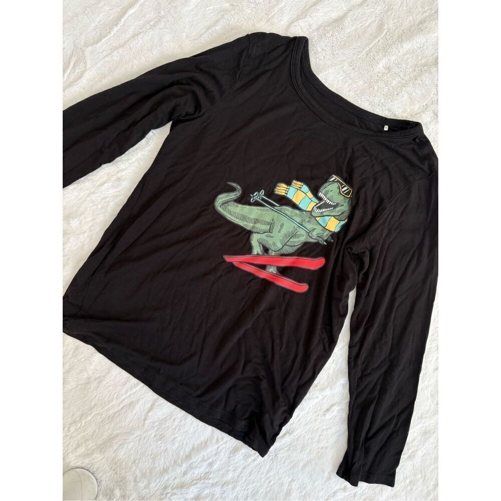 Posh Peanut Long Sleeve Skiing Dinosaur Shirt 7Y